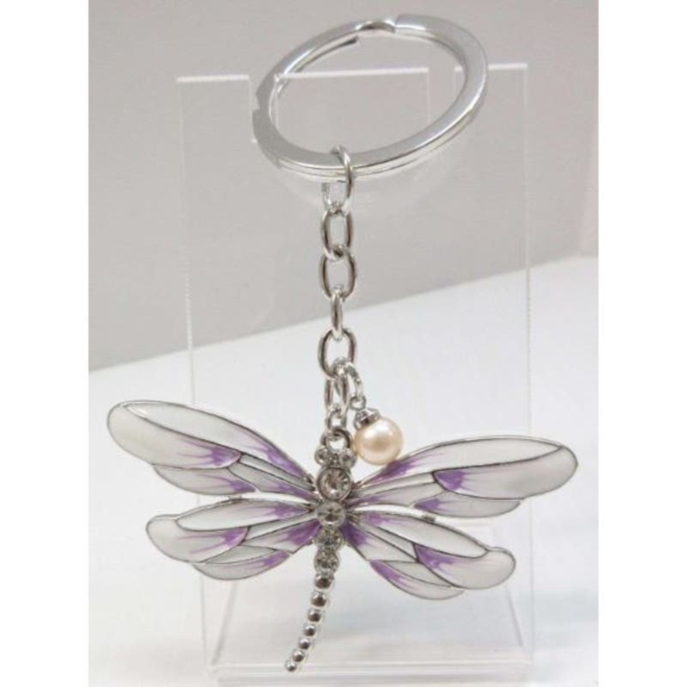 RARE Vantel Dragonfly Keychain - Peach 6.5 Pearl
